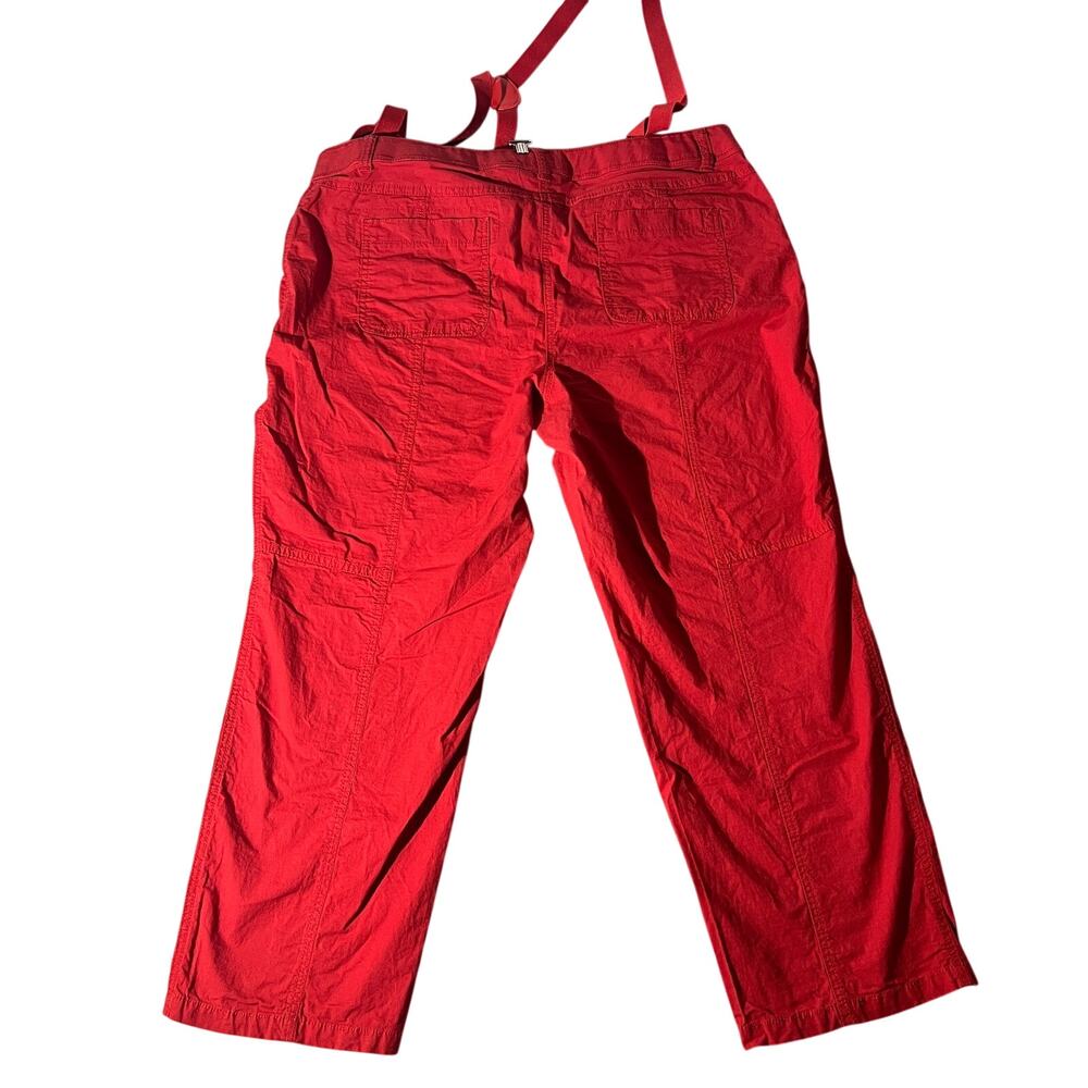 Chico’s Women’s Red Cargo Capri Pants Size 3 XL Suspenders Cotton - Picture 2 of 7